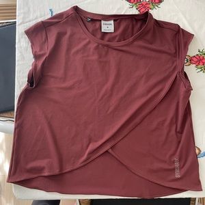 Gymshark Pause Shirt Top Crossover Maroon Cherry Brown Size Medium